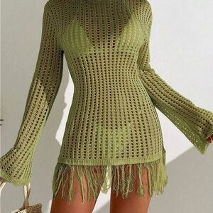 SHEIN Olive Green Knit Swim Coverup